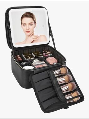 Travel Makeup Bag With LED Mirror